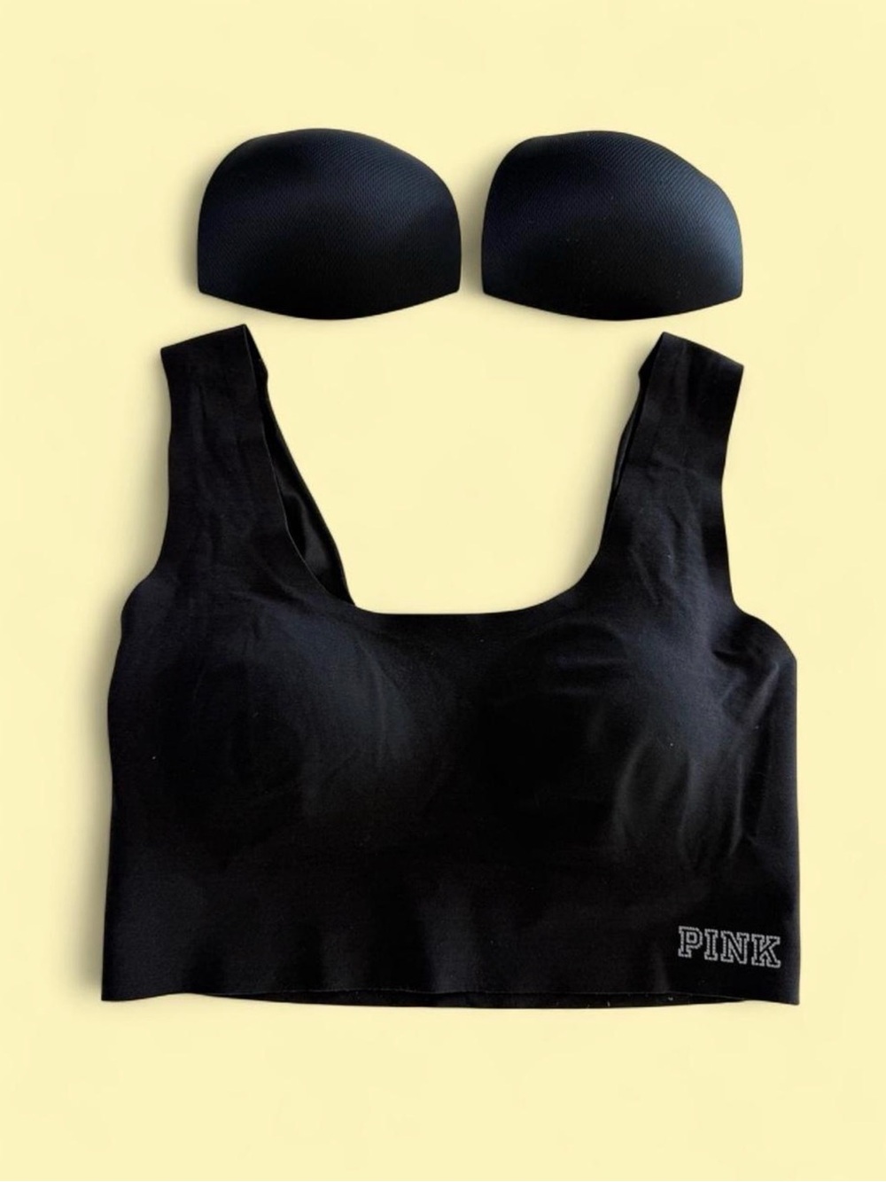 PINK Victoria's Secret Black Seamless Wireless Bralette with Removable Cups